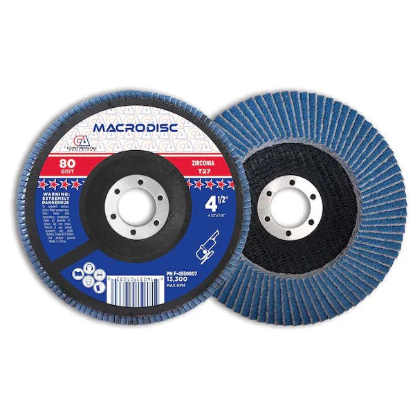 Continental Abrasives 4-1/2 in Flap Discs, 80-Grit, 10-Pack