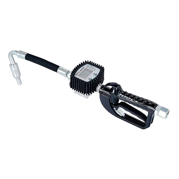 Drum Pump Nozzle, Digital, Black, 2-9/16 in, Rubber/Steel Spout