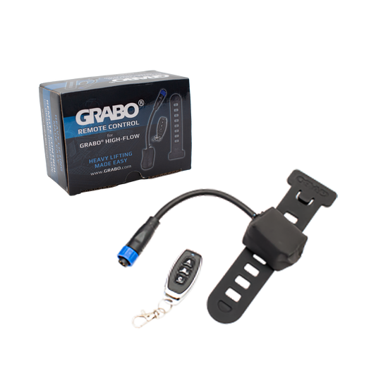 GRABO remote control system with packaging on a white background