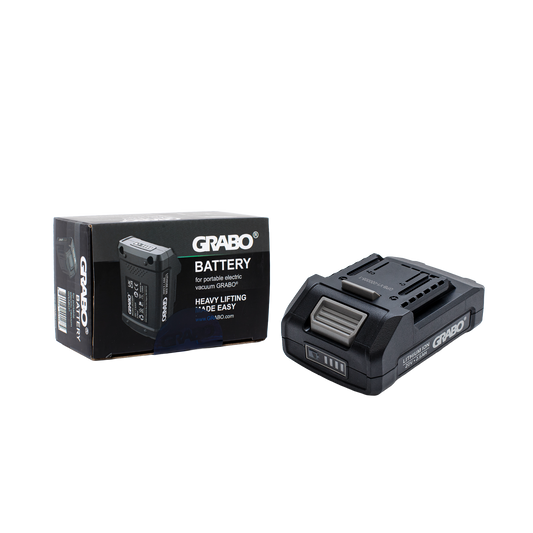 GRABO battery and its packaging on a white background