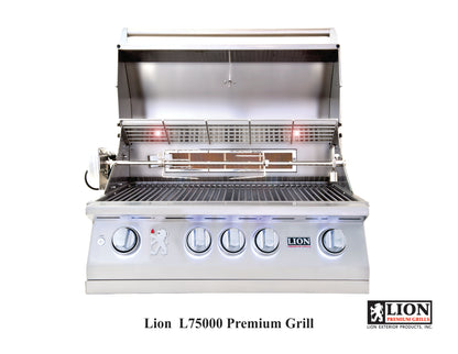 Lion L75000 32" Premium Built-In Gas Grill with Gourmet Package